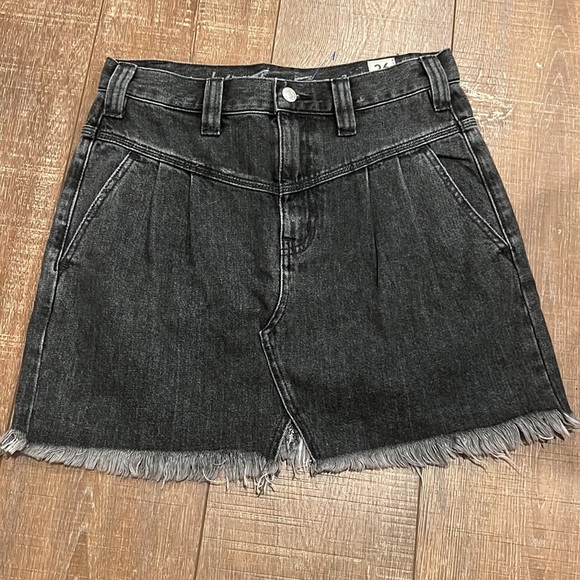 Free People Faded Black Frayed Hem Sidecar Distressed Mini Skirt - Picture 5 of 7